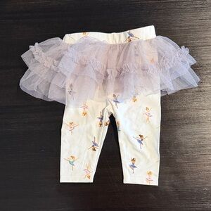 Kids Ballet Print Leggings with Tulle Skirt